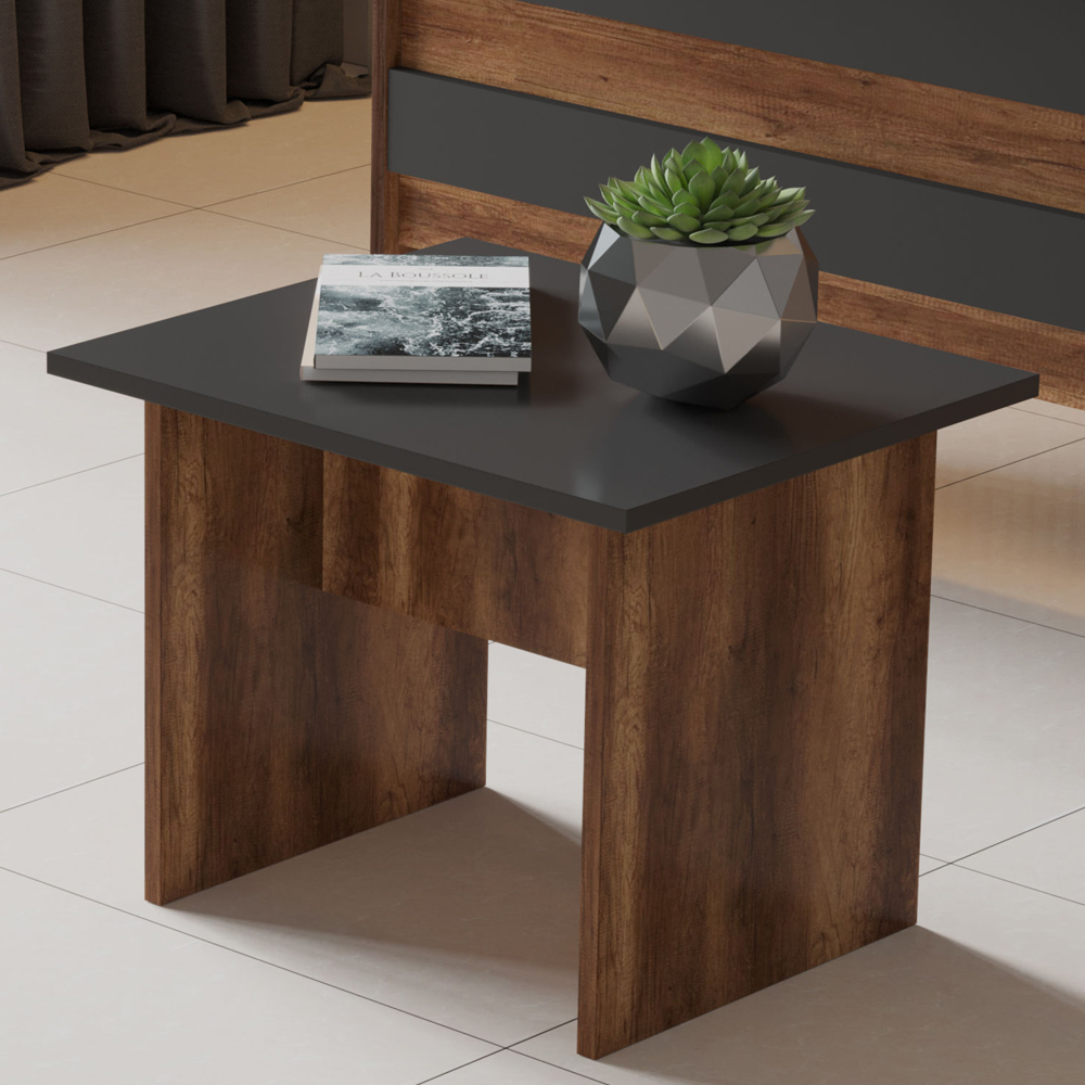 Prescott Wooden Executive Office Furniture Set with Storage Cabinet in Walnut and Anthracite
