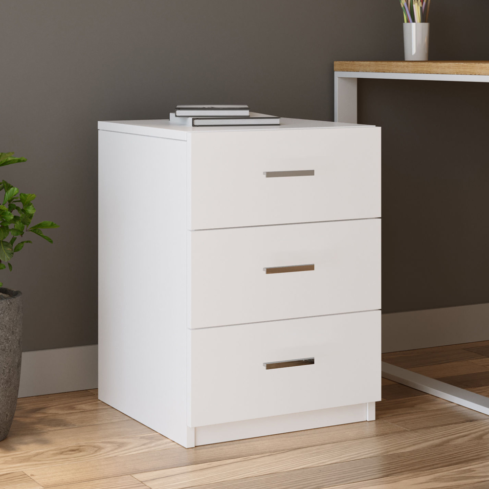 Prescott Wooden Executive Office Furniture Set with Storage Cabinet in White