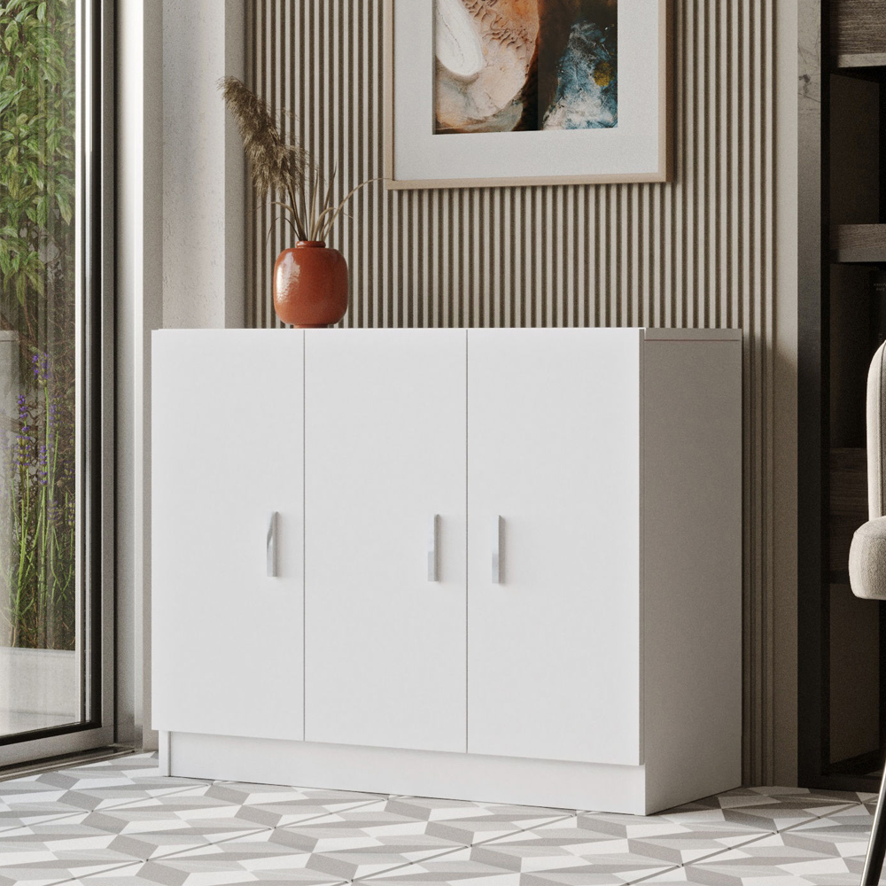 Prescott Wooden Executive Office Furniture Set with Storage Cabinet in White