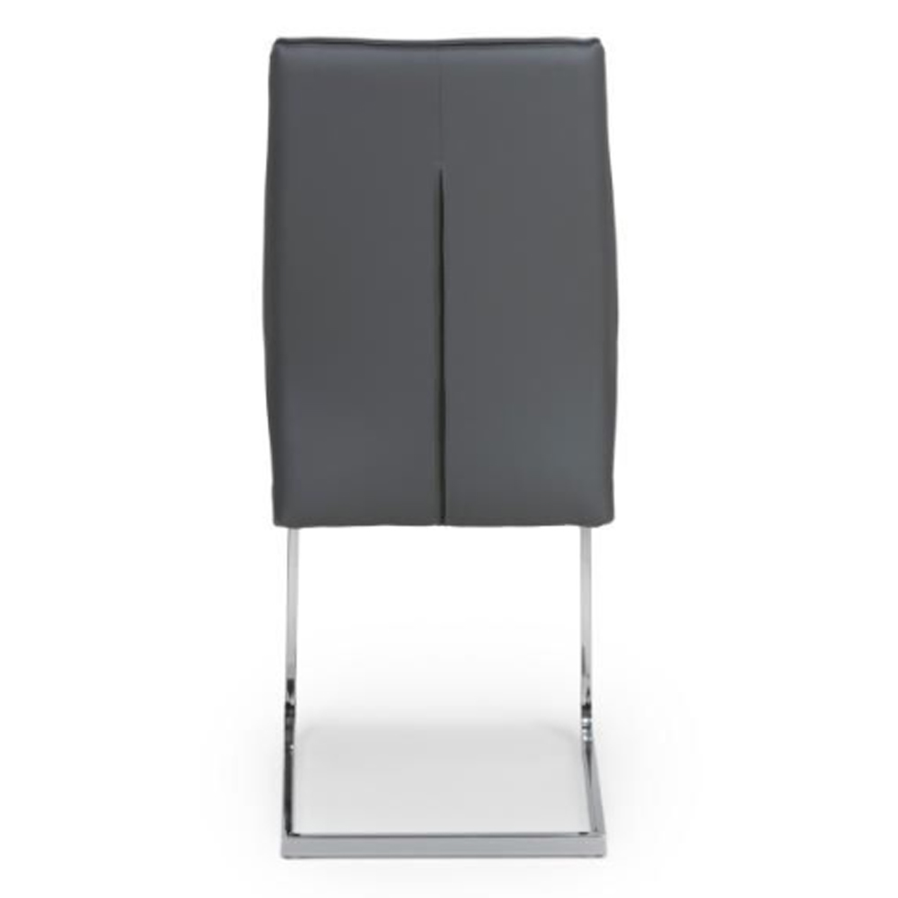 Prestina Grey Faux Leather Dining Chairs With Chrome Legs In Pair
