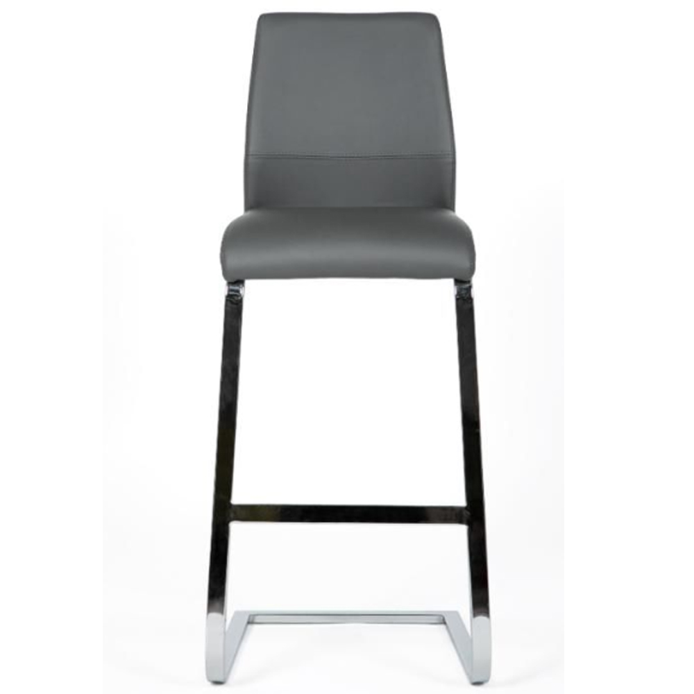 Prestina Grey PU Leather Bar Stools With Chrome Legs In Pair