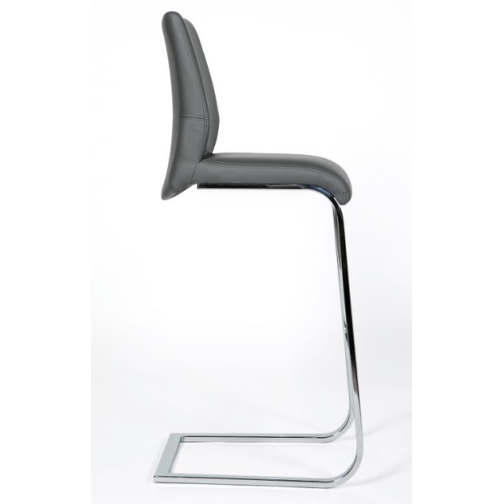 Prestina Grey PU Leather Bar Stools With Chrome Legs In Pair
