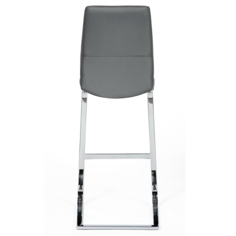 Prestina Grey PU Leather Bar Stools With Chrome Legs In Pair