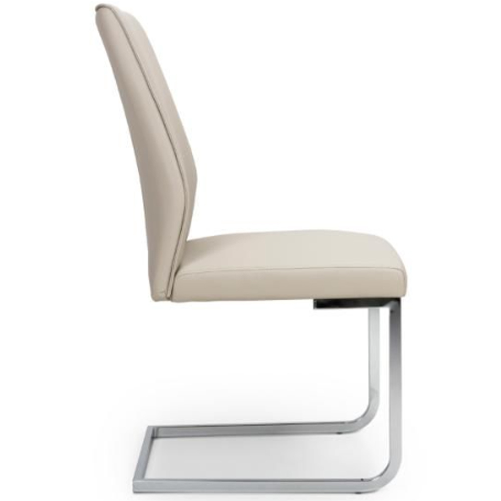 Prestina Taupe Faux Leather Dining Chairs With Chrome Legs In Pair