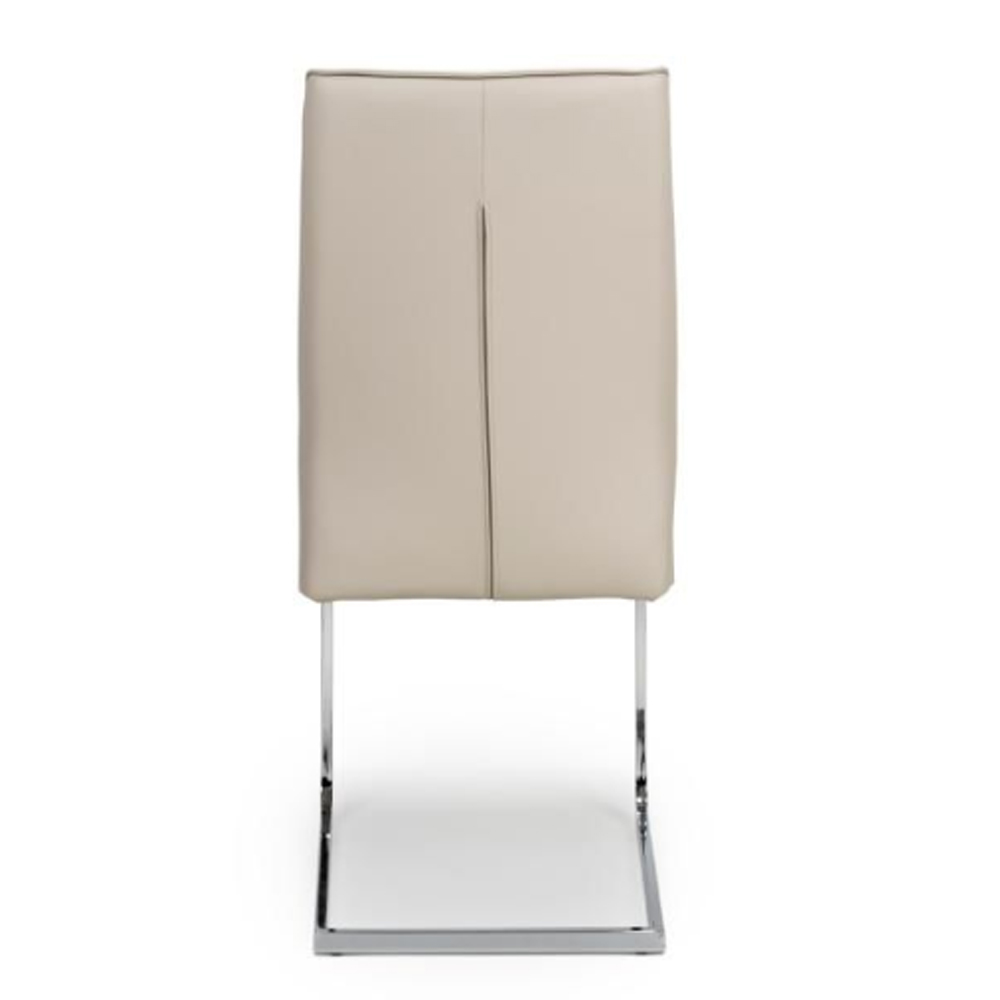 Prestina Taupe Faux Leather Dining Chairs With Chrome Legs In Pair
