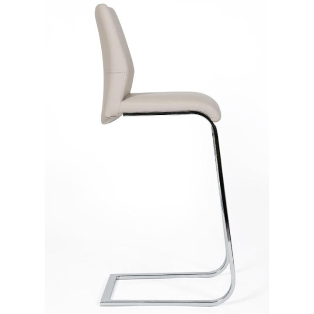 Prestina Taupe PU Leather Bar Stools With Chrome Legs In Pair