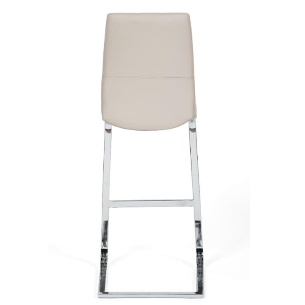 Prestina Taupe PU Leather Bar Stools With Chrome Legs In Pair