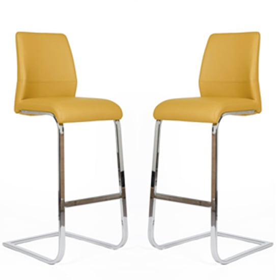 Presto Bar Stool In Ochre PU With Chrome Legs In A Pair Furniture in