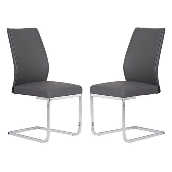 Read more about Prestina dining chair in grey faux leather in a pair