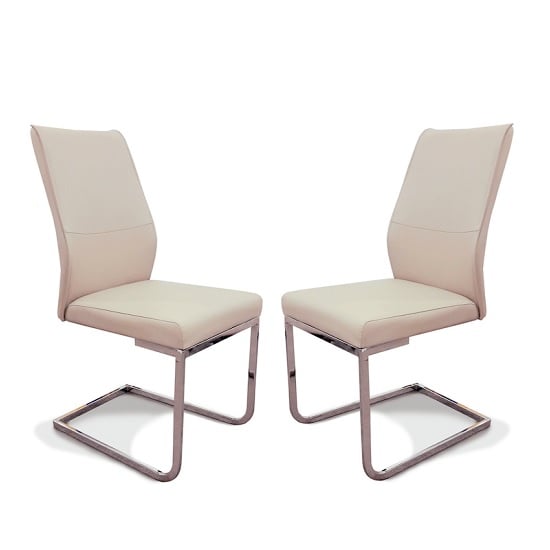 Prestina Dining Chair In Taupe Faux Leather In A Pair_1