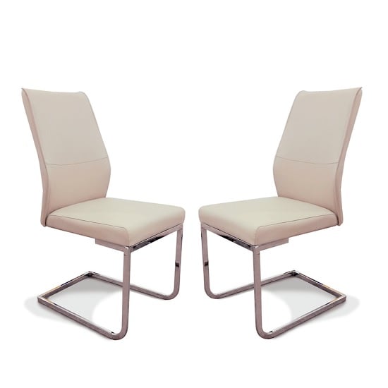 Read more about Prestina dining chair in taupe faux leather in a pair