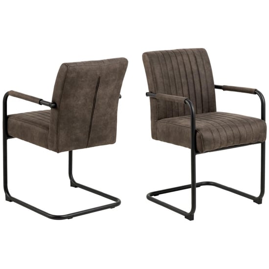 Preston Anthracite Fabric Dining Chairs In Pair