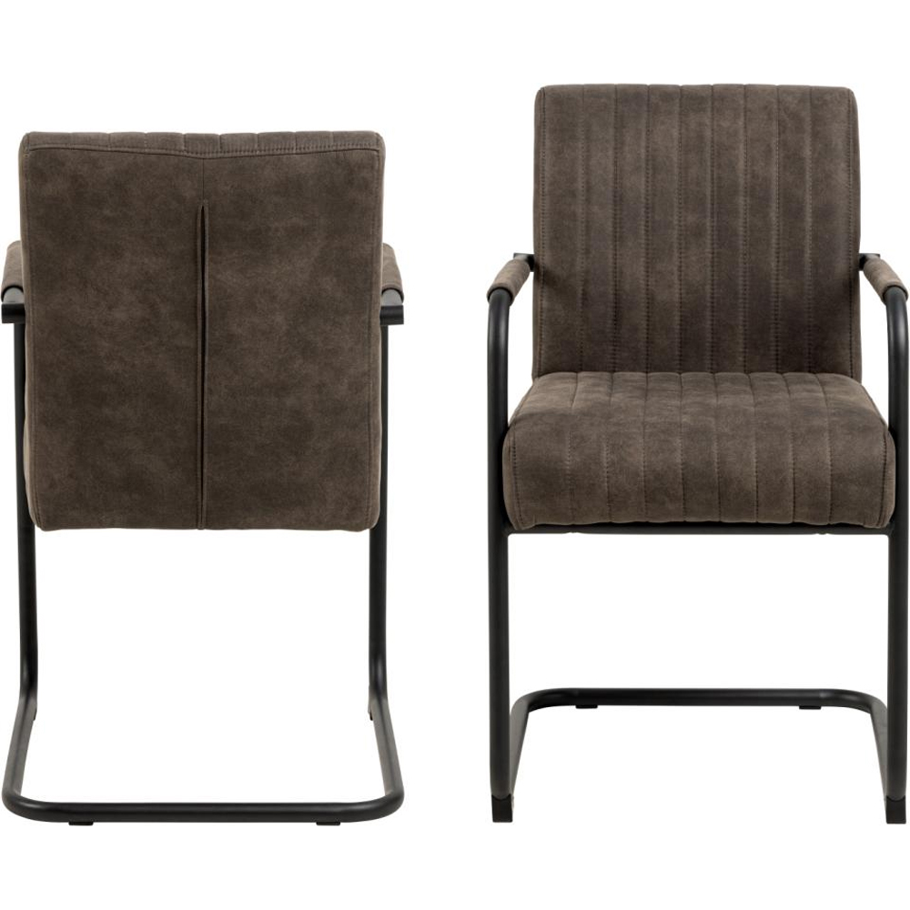 Preston Anthracite Fabric Dining Chairs In Pair