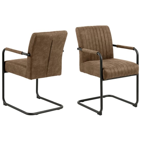 Product photograph of Preston Light Brown Fabric Dining Chairs In Pair from Furniture in Fashion