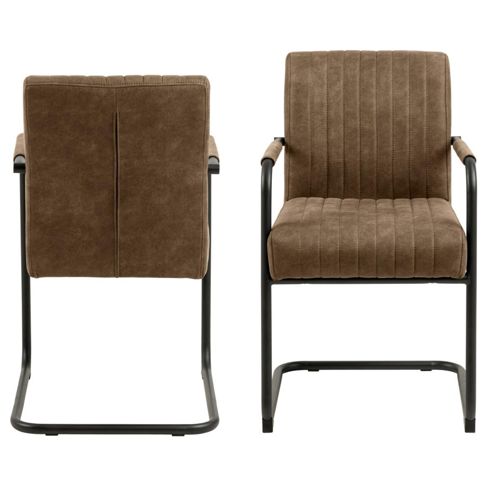 Preston Light Brown Fabric Dining Chairs In Pair