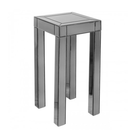Preston Mirrored Tall Side Table Square In Titanium Grey Furniture in