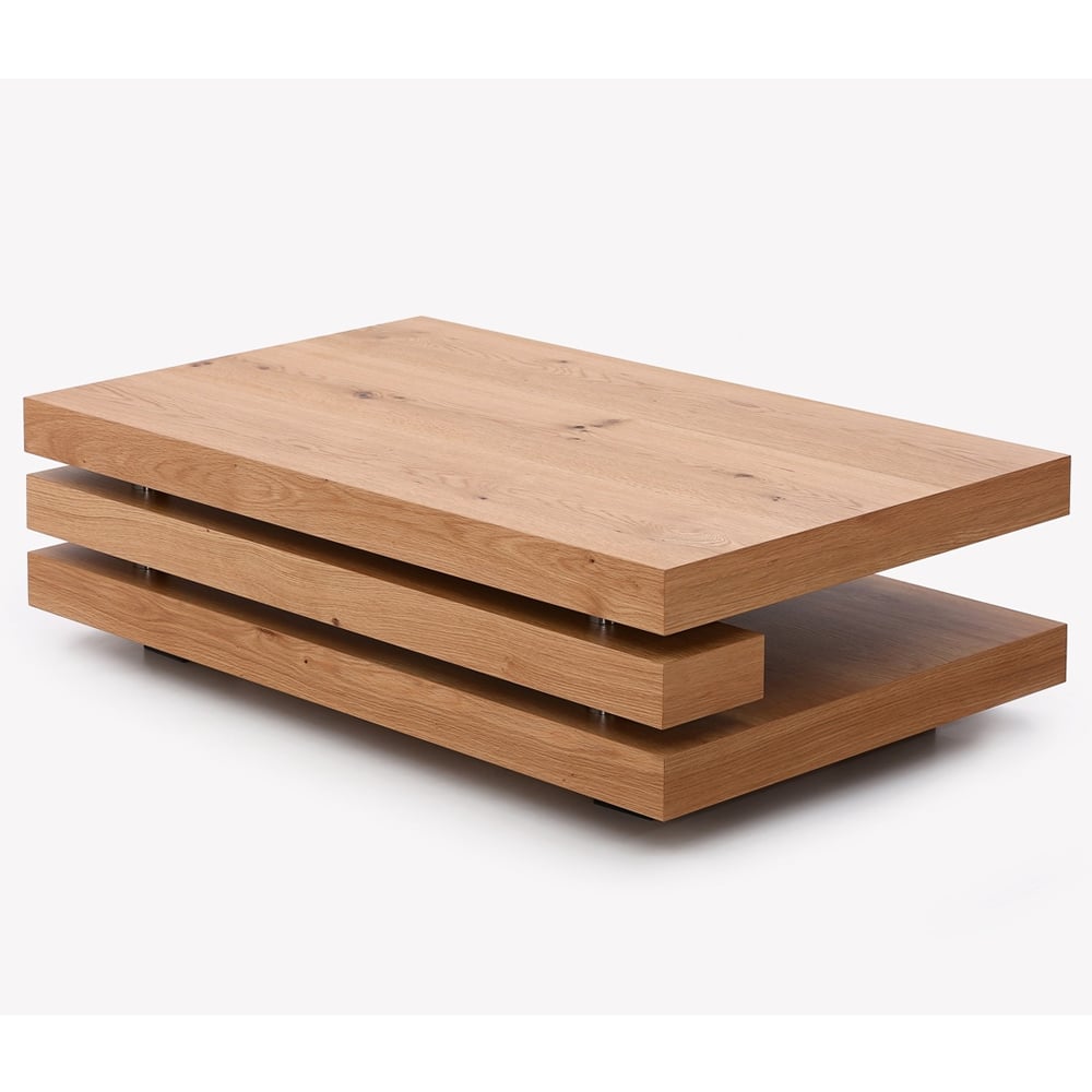 Preston Wooden Rectangular Coffee Table In Fraser White Oak