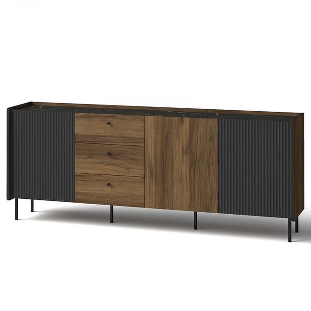 Preston Wooden Sideboard With 3 Doors 3 Drawers In Oak Walnut