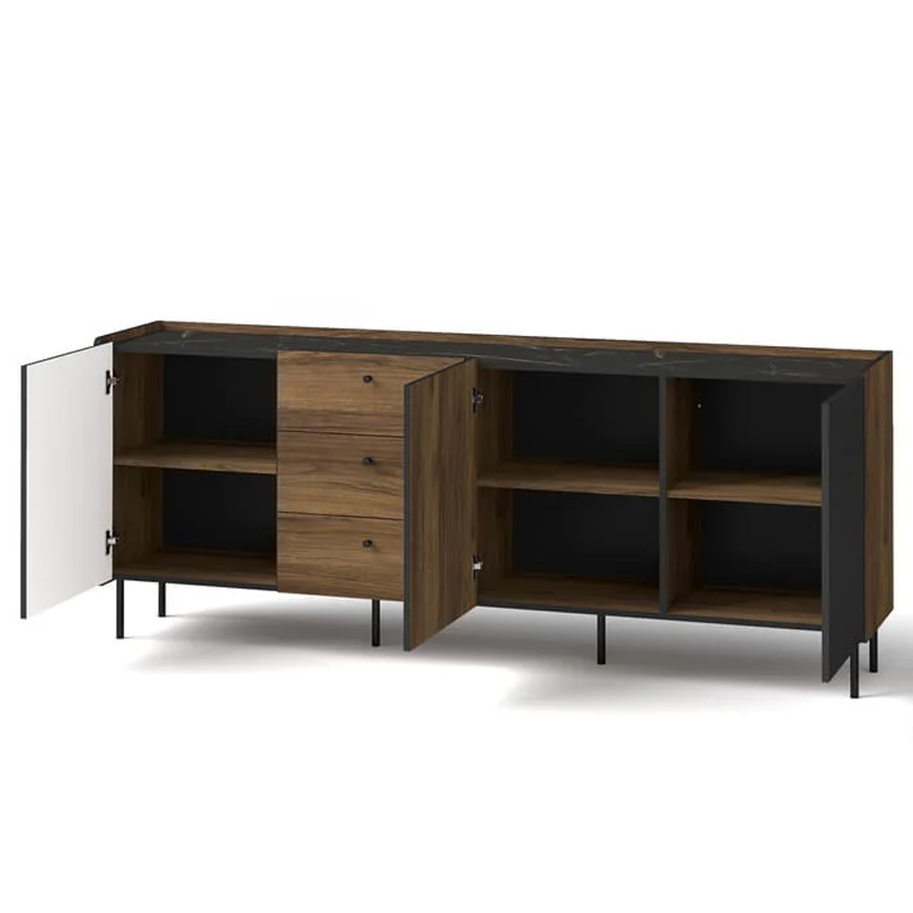Preston Wooden Sideboard With 3 Doors 3 Drawers In Oak Walnut