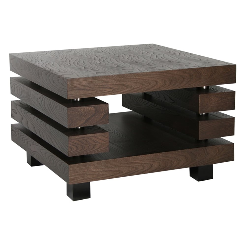 Preston Wooden Square Lamp Table In Dark Elm