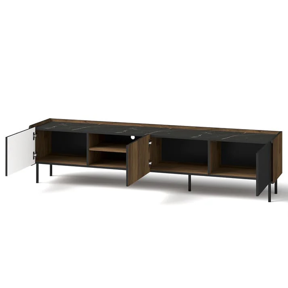 Preston Wooden TV Stand With 3 Doors In Oak Walnut