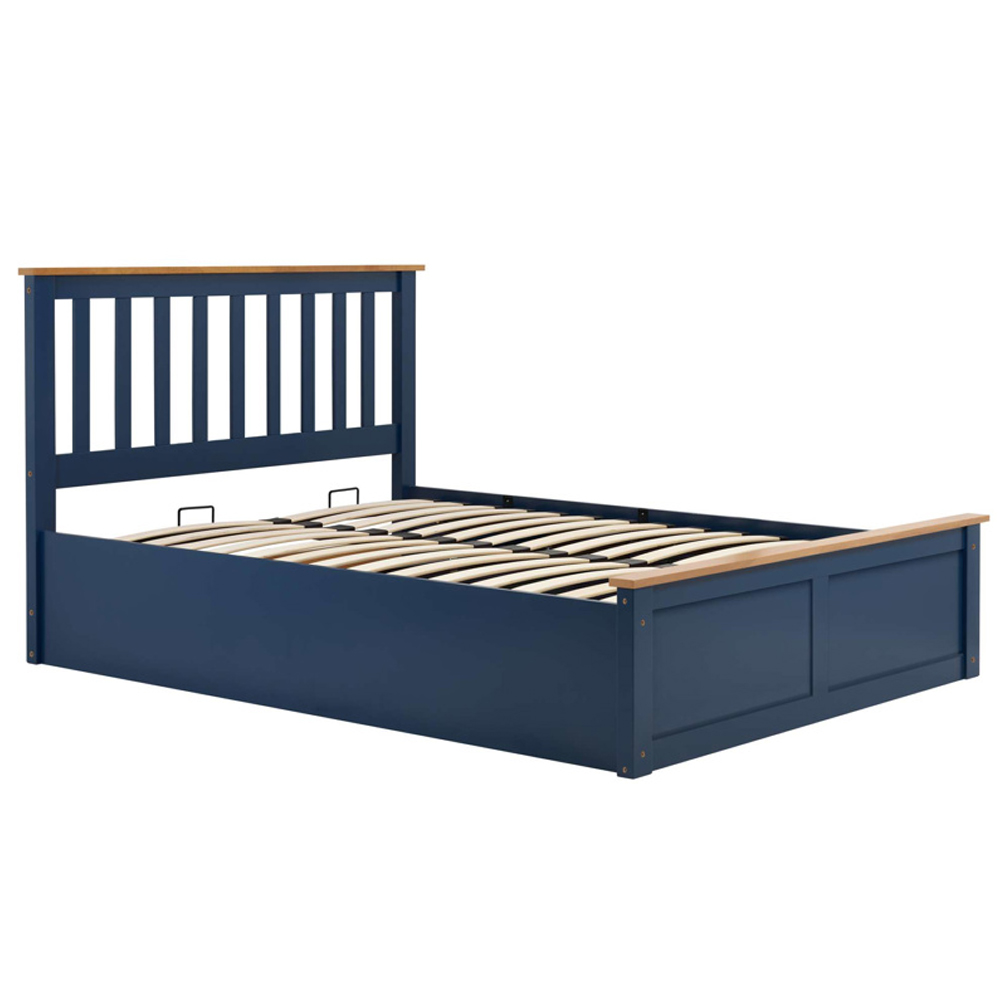 Preswick Wooden Ottoman Storage Double Bed in Navy Blue