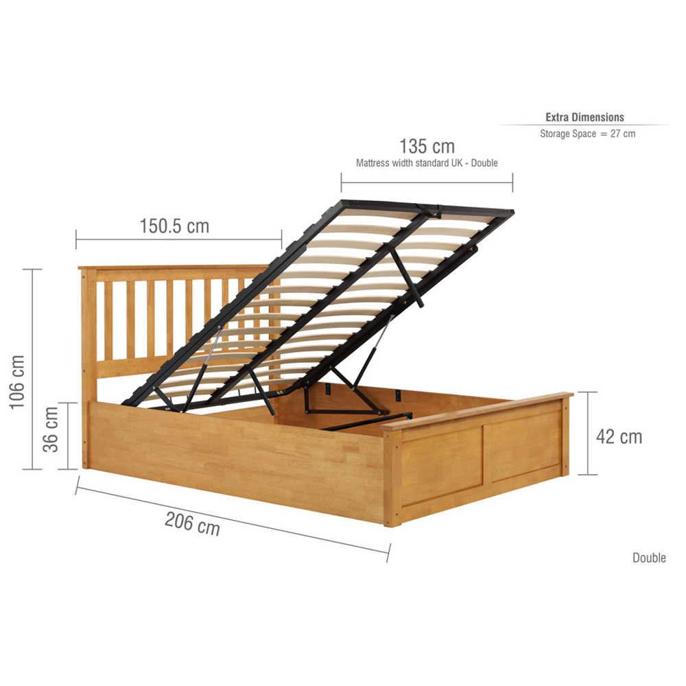Preswick Wooden Ottoman Storage Double Bed in Oak