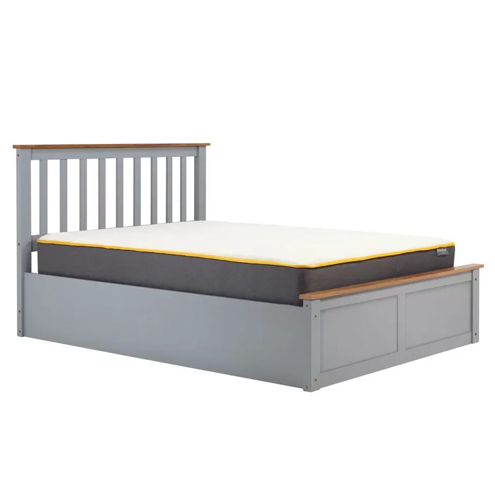 Preswick Wooden Ottoman Storage Double Bed in Pearl Grey