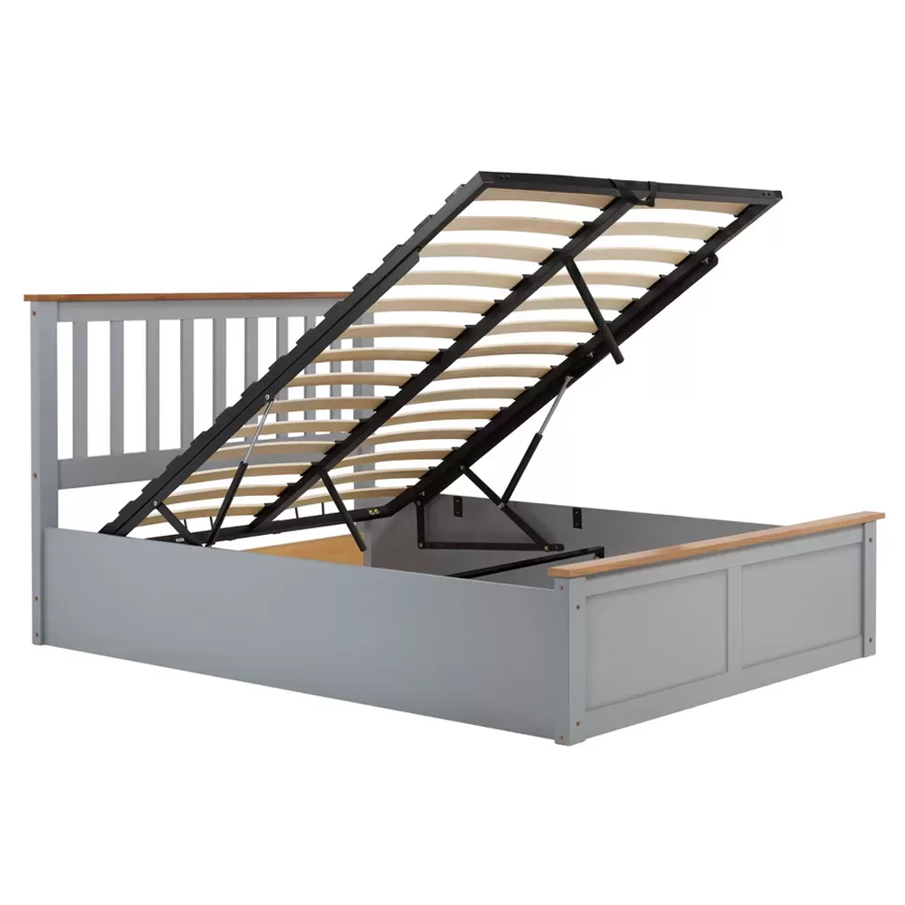 Preswick Wooden Ottoman Storage Double Bed in Pearl Grey