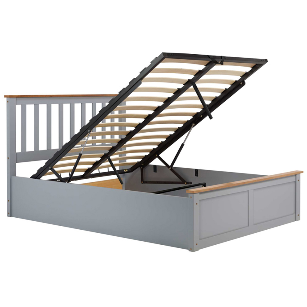 Preswick Wooden Ottoman Storage Double Bed in Stone Grey