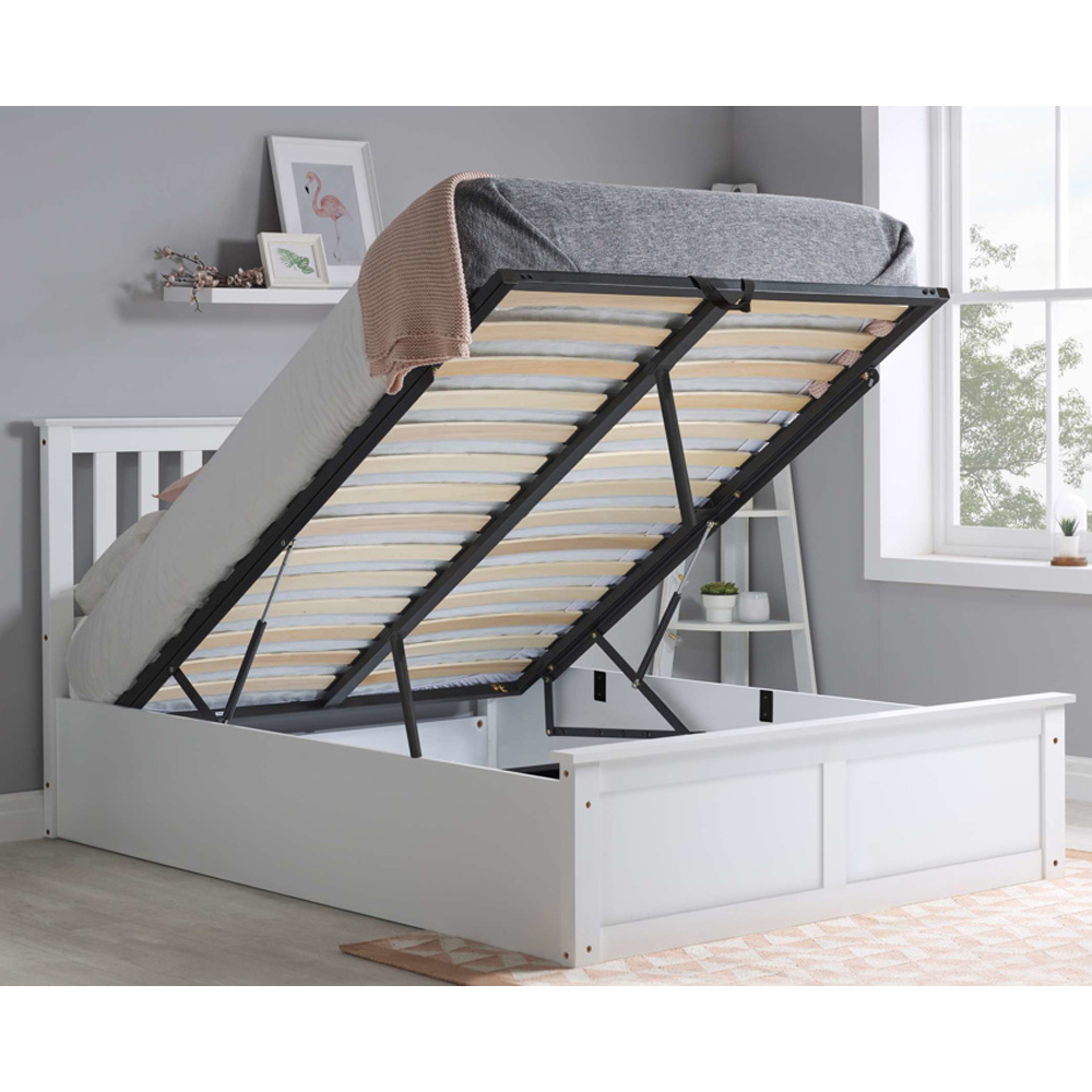 Preswick Wooden Ottoman Storage Double Bed in White