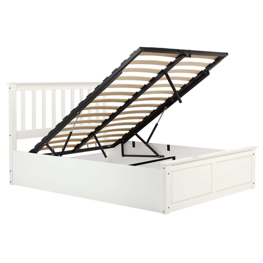 Preswick Wooden Ottoman Storage Double Bed in White