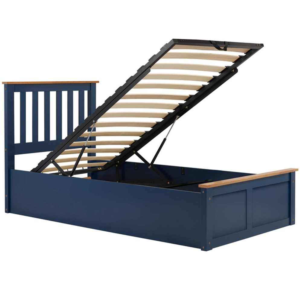 Preswick Wooden Ottoman Storage Single Bed in Navy Blue