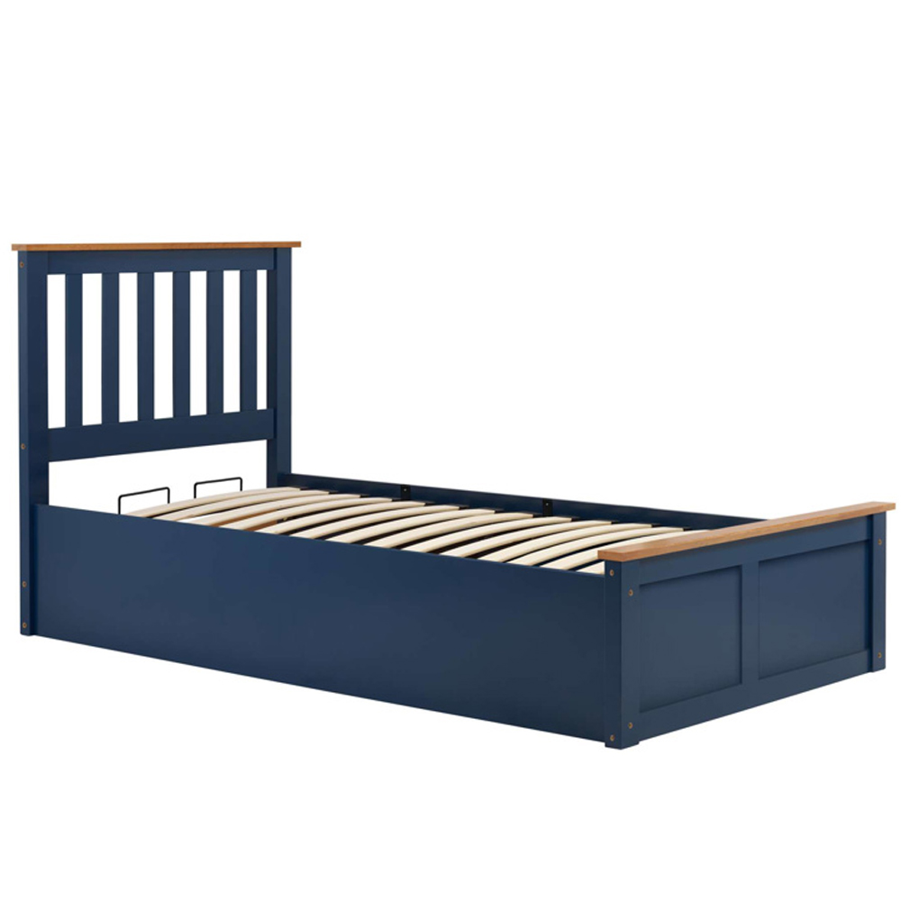 Preswick Wooden Ottoman Storage Single Bed in Navy Blue