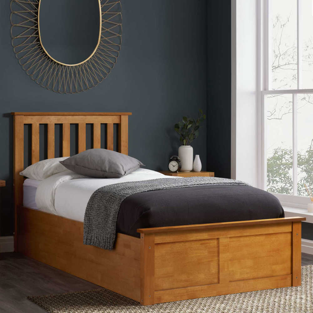 Preswick Wooden Ottoman Storage Single Bed in Oak