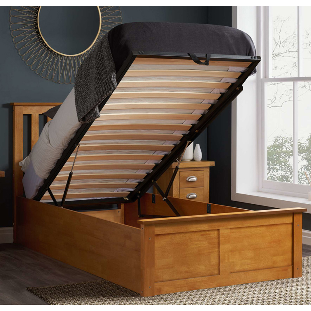 Preswick Wooden Ottoman Storage Single Bed in Oak