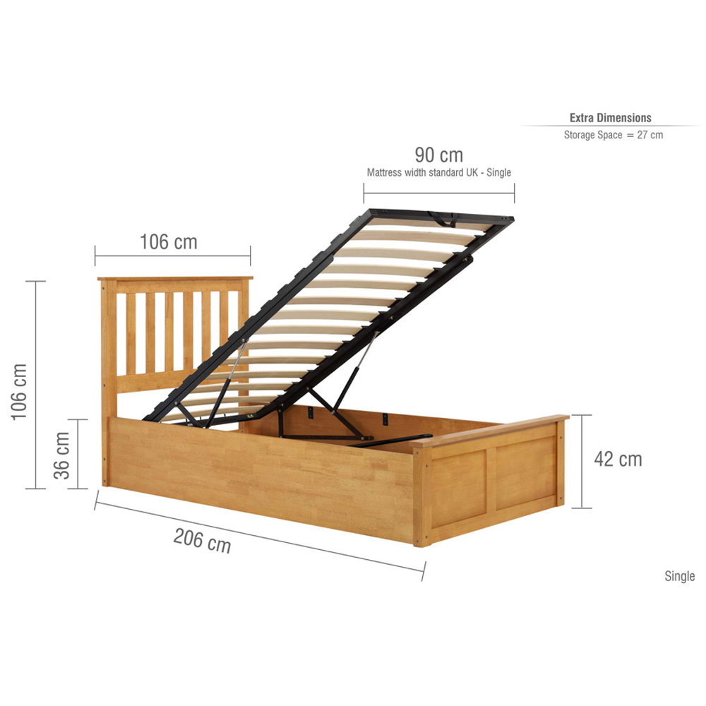 Preswick Wooden Ottoman Storage Single Bed in Oak