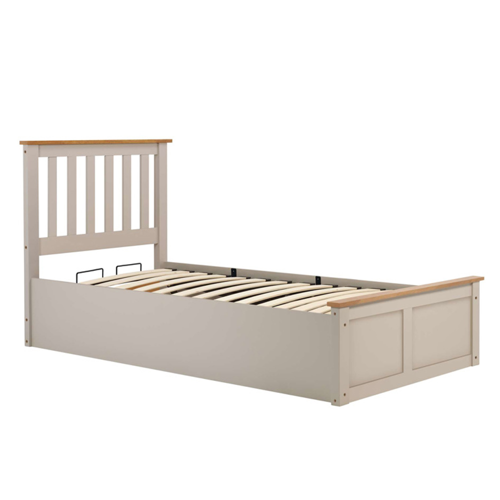 Preswick Wooden Ottoman Storage Single Bed in Pearl Grey