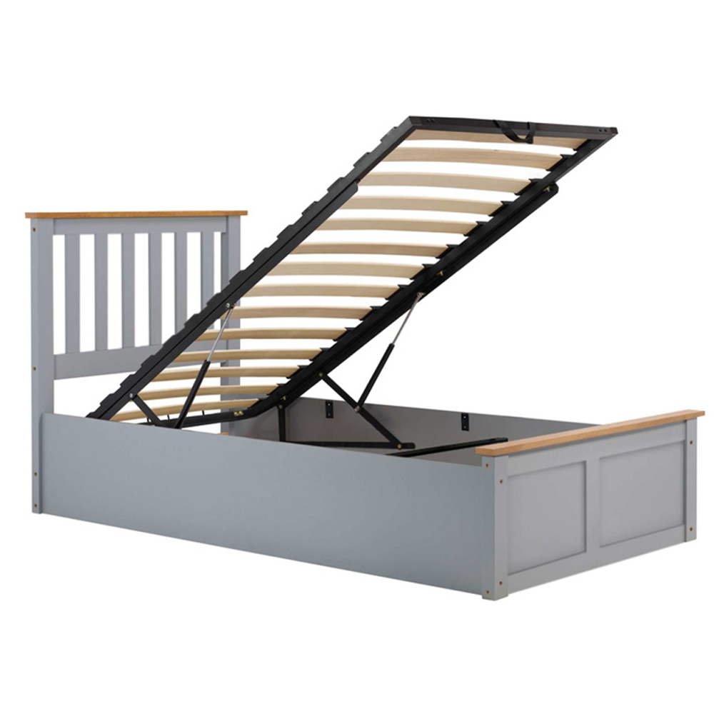 Preswick Wooden Ottoman Storage Single Bed in Stone Grey