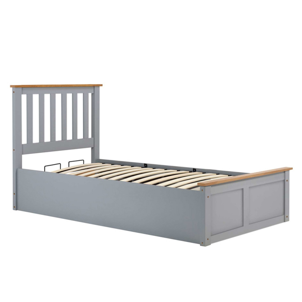 Preswick Wooden Ottoman Storage Single Bed in Stone Grey