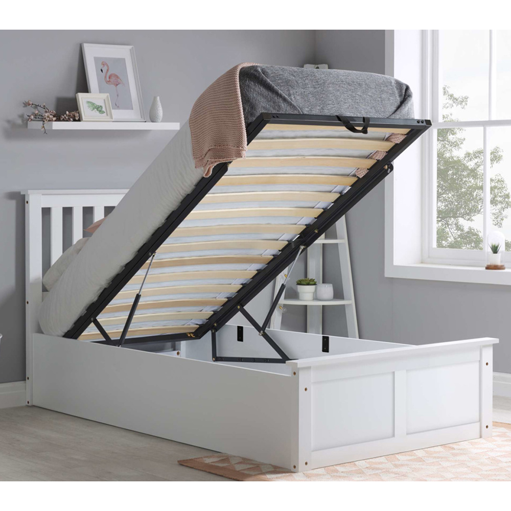 Preswick Wooden Ottoman Storage Single Bed in White