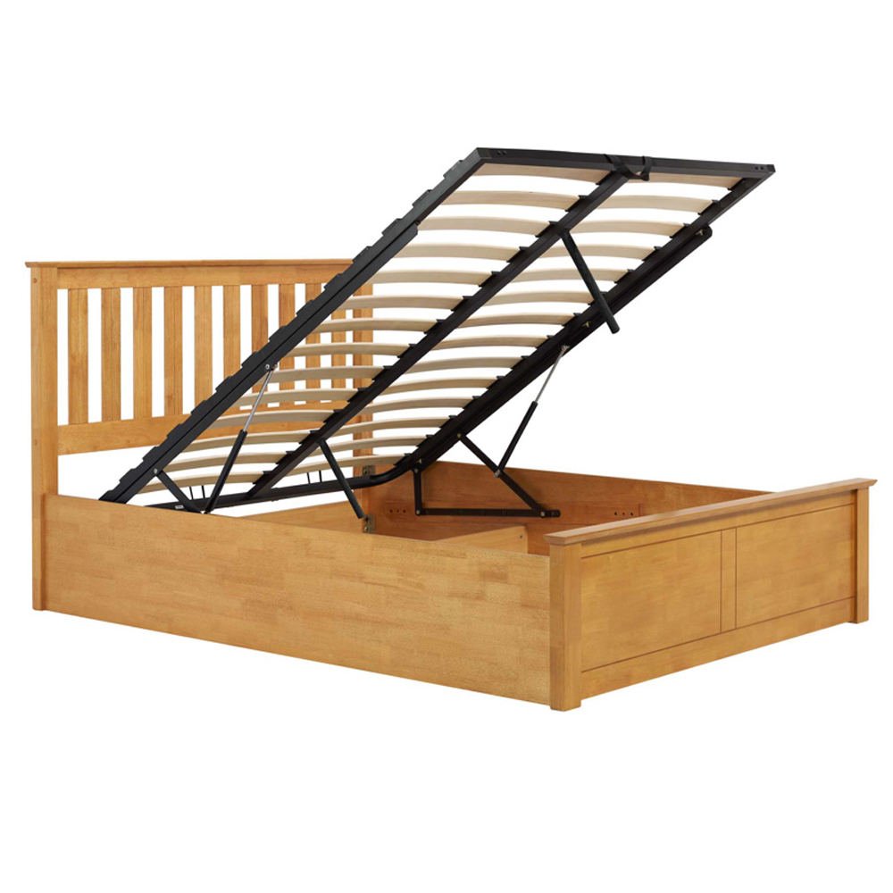 Preswick Wooden Ottoman Storage Small Double Bed in Oak