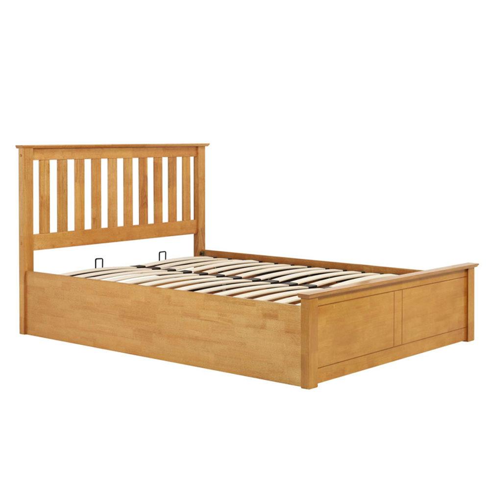 Preswick Wooden Ottoman Storage Small Double Bed in Oak