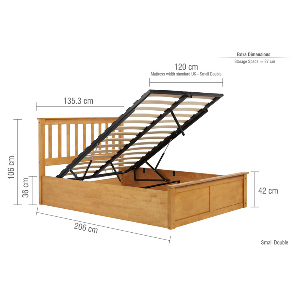 Preswick Wooden Ottoman Storage Small Double Bed in Oak