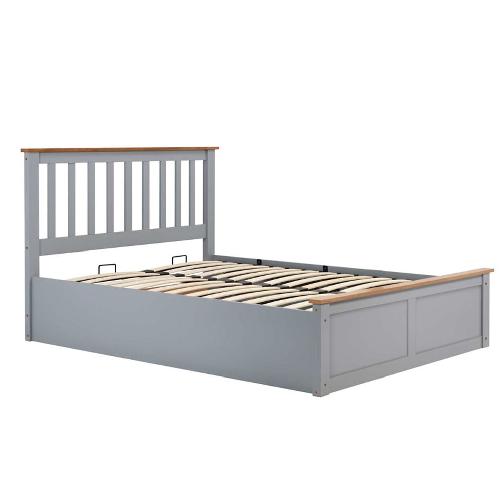 Preswick Wooden Ottoman Storage Small Double Bed in Stone Grey