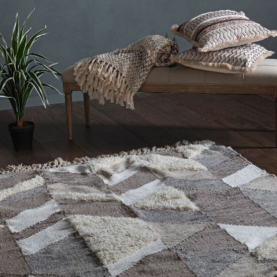 Read more about Preveza rectangular fabric rug in brown and natural