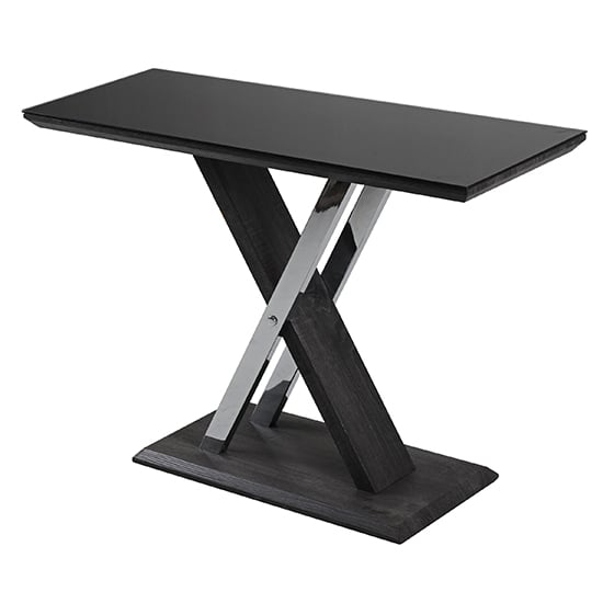 Read more about Prica black glass top console table with black base