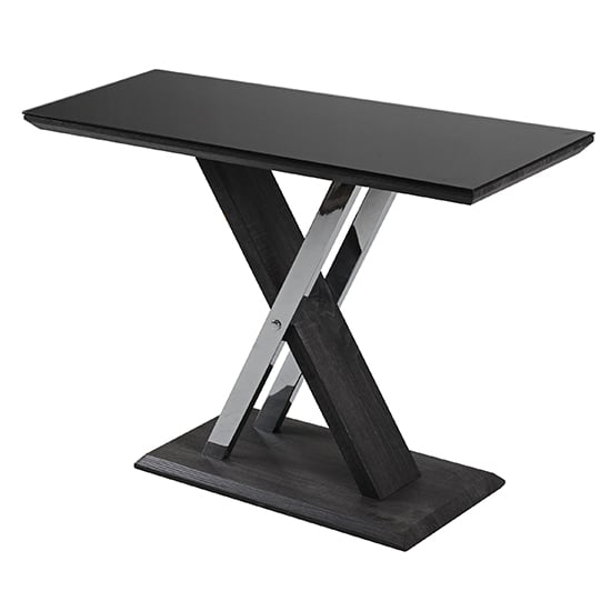 Photo of Prica black glass top console table with black base