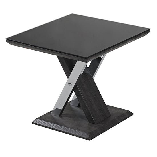 Photo of Prica black glass top end table with black base