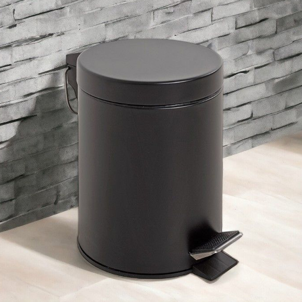 prichard metal 3 litre pedal bin in black-image-125132